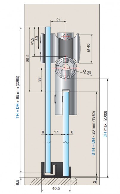 Dusche-Vivere-II-Detail-Technik-Doppellaufrohr-Pauli-+-Sohn-Glasdusche