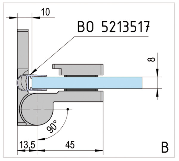 Duschbeschlag | Duschtürband ARTA Hebe/Senk